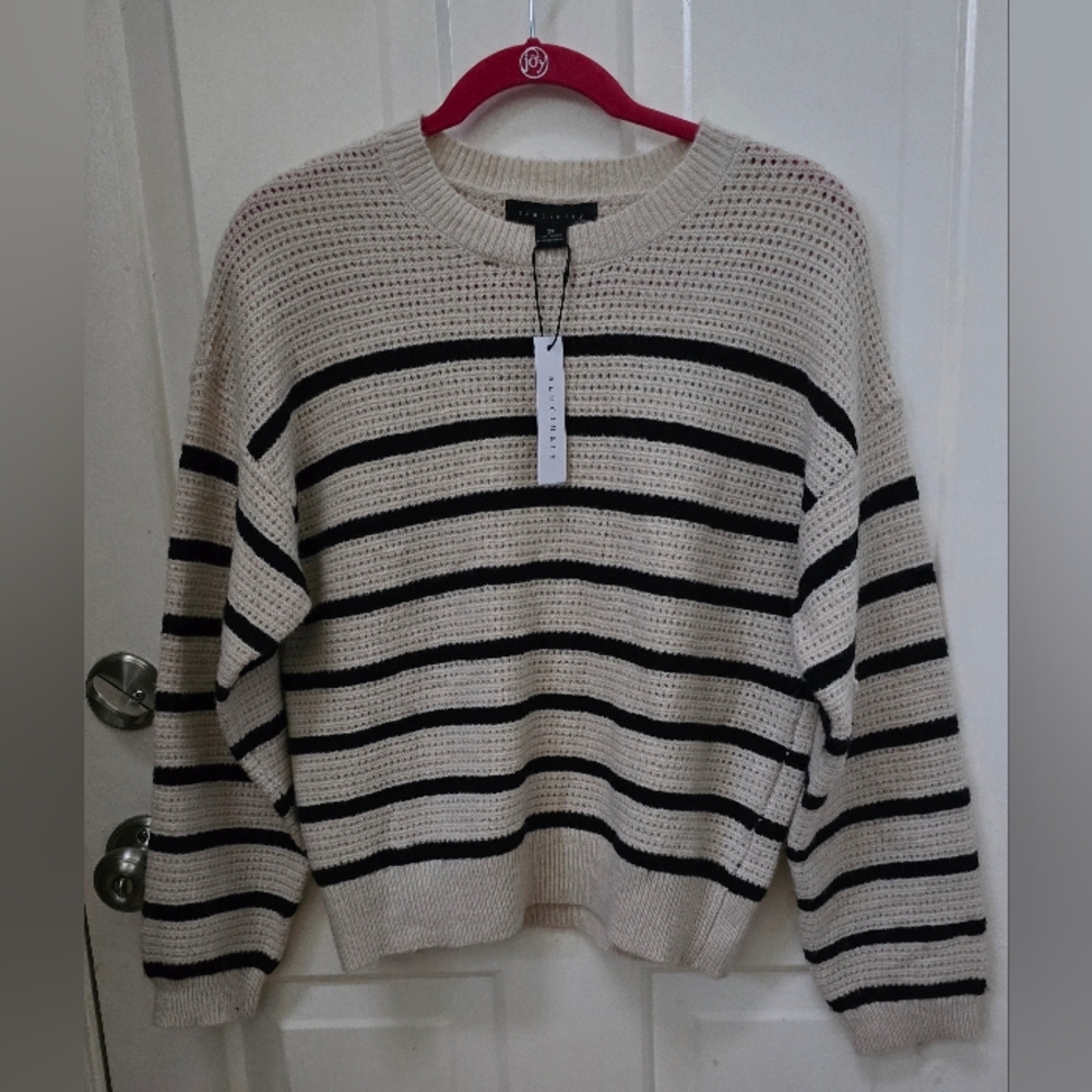 Sanctuary Striped Black and Cream Women's Knit Sweater-NWT